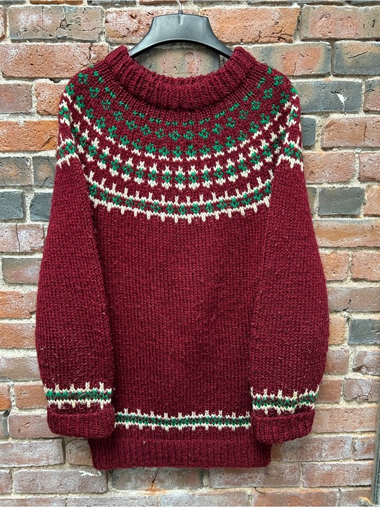 Handmade Sweaters - Hand Knit Fair-Isle Pullover Sweater Small